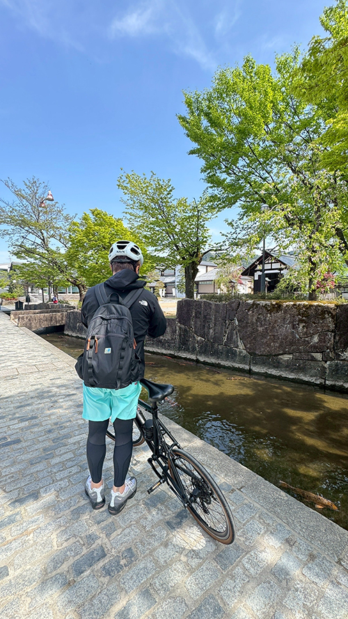 川沿いを散策中の画像 朝の古川はとても静か